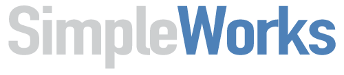 Logo of SimpleWorks with 'Simple' in gray and 'Works' in blue